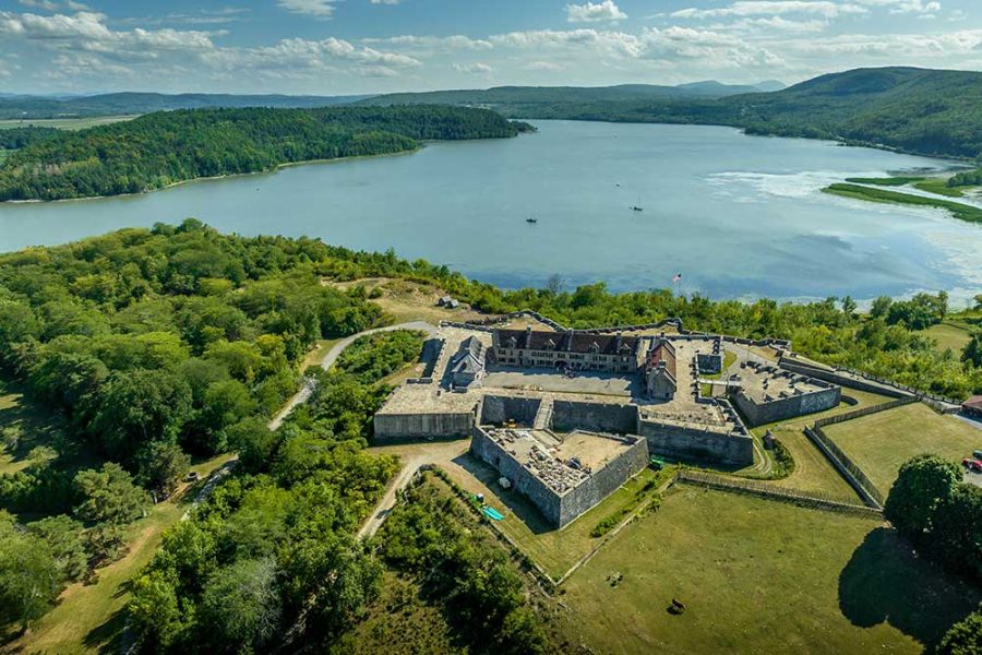 Aerial photo of Fort Ticonderoga on Lake George