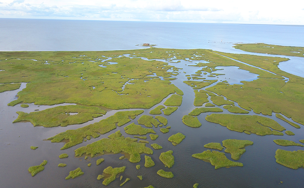 Aerial photo of Shell Beach area in Louisiana