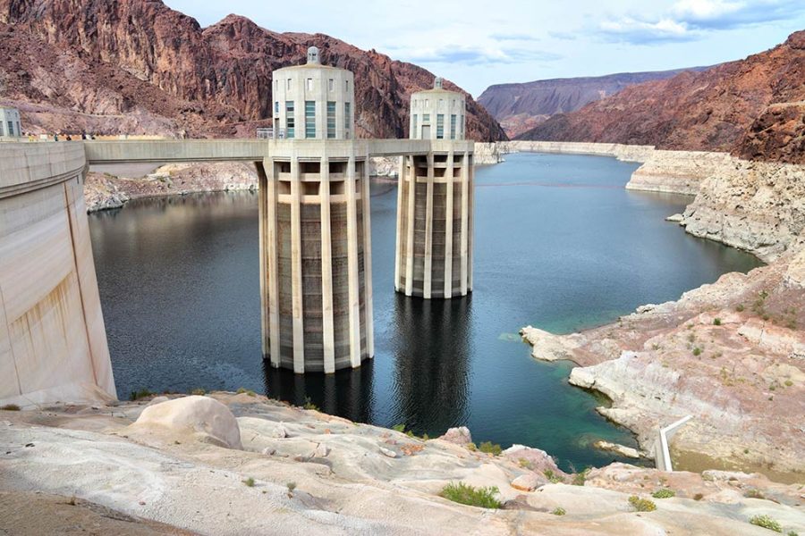 Very low water levels at the Hoover Dam in Nevada