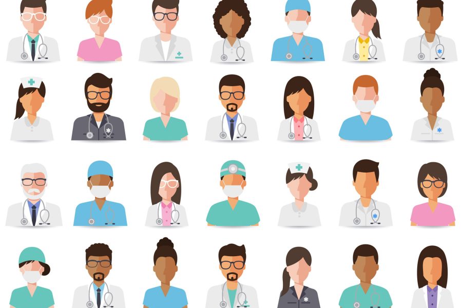 A collage of many different types of healthcare workers