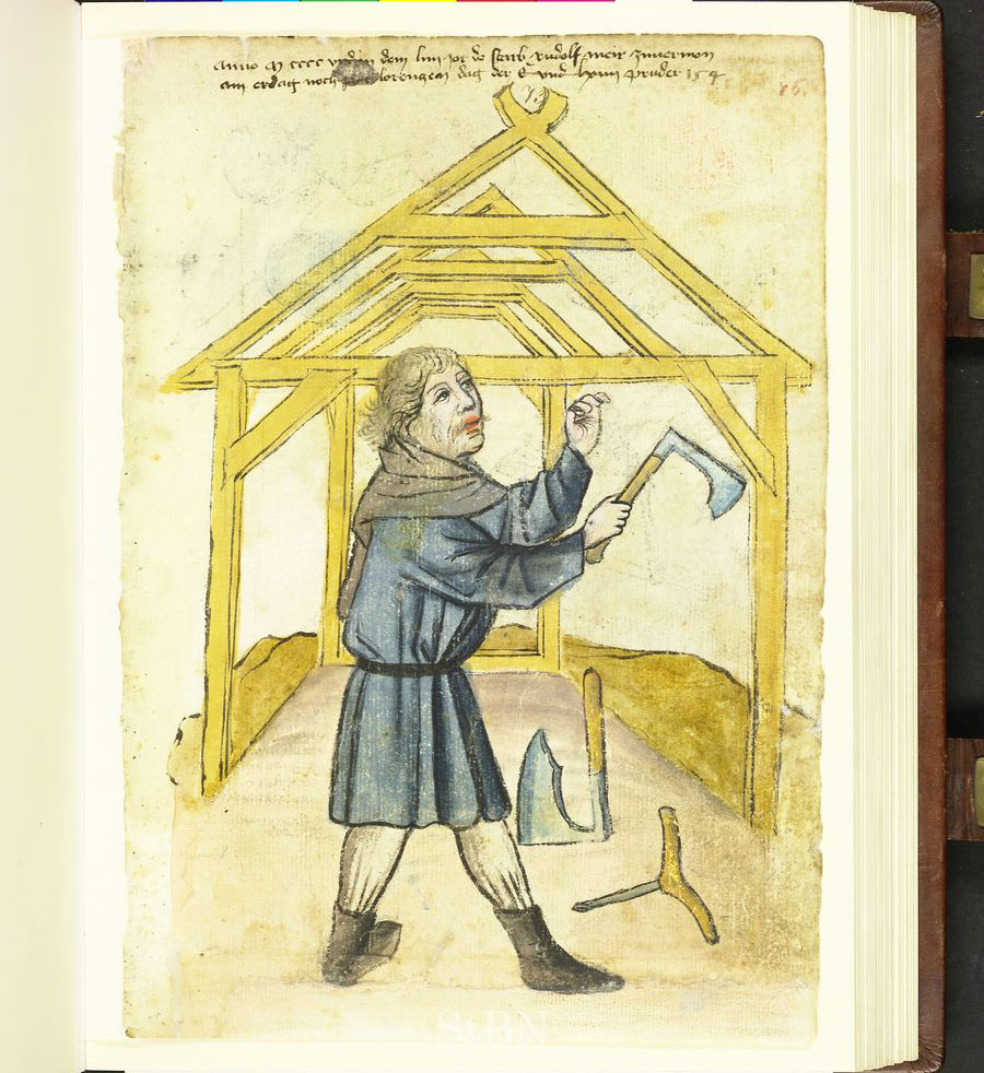 Medieval carpenter illustration