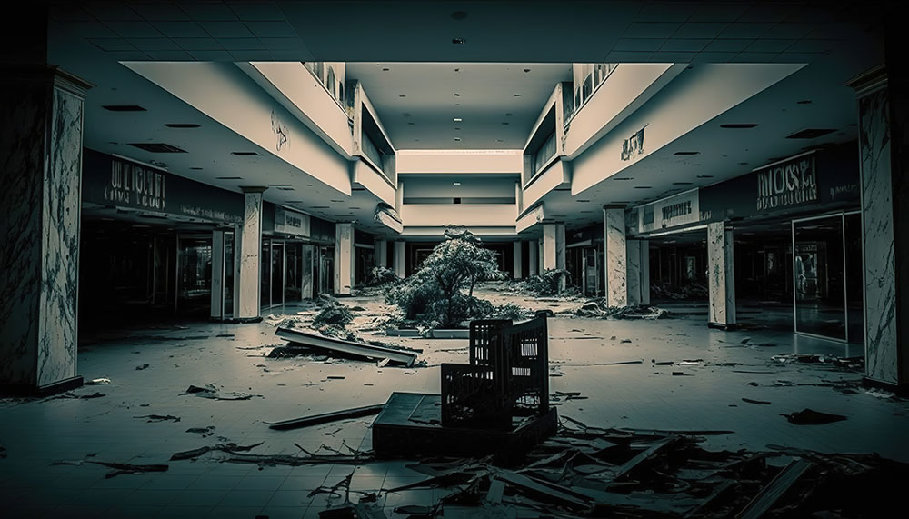 An abandoned shopping mall