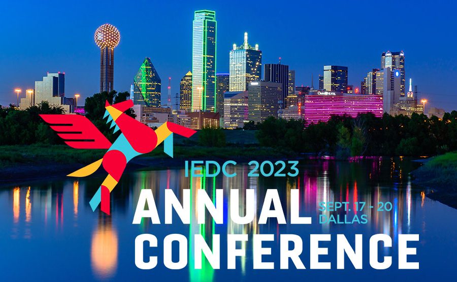 City of Dallas, Texas, skyline with the IEDC Annual Conference logo