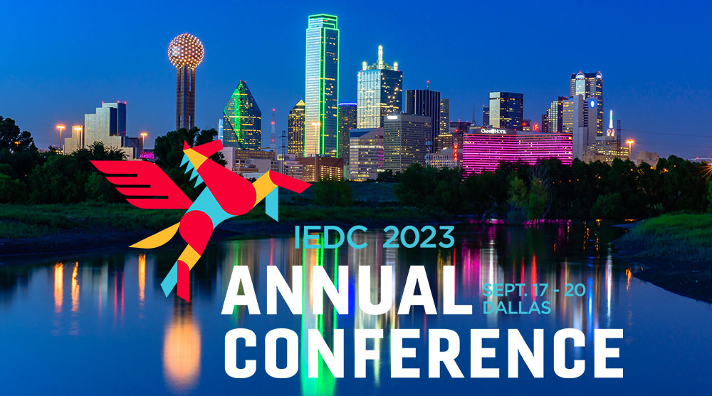 City of Dallas, Texas, skyline with the IEDC Annual Conference logo