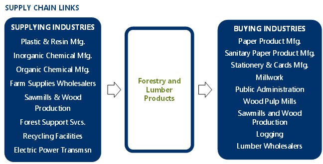 Graphic showing supply chain links between supplying industries and buying industries