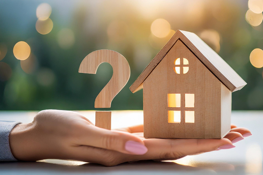 Demystifying deed-restricted affordable homeownership: An outstreteched hand holds a small house and a question mark