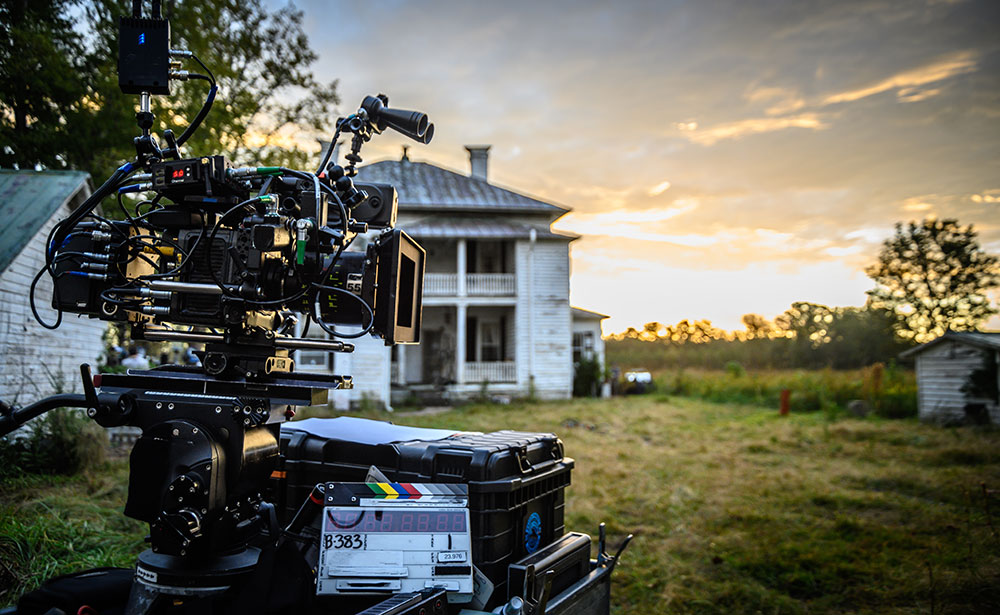 Film production on location in a rural community