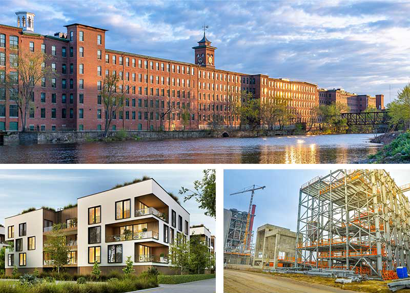 Different types of commercial, residential, and mixed use real estate development projects