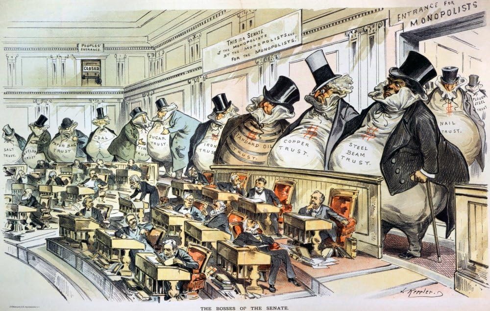 "The Bosses of the Senate" is an American political cartoon by Joseph Keppler. It was first published in Puck magazine on January 23, 1889.