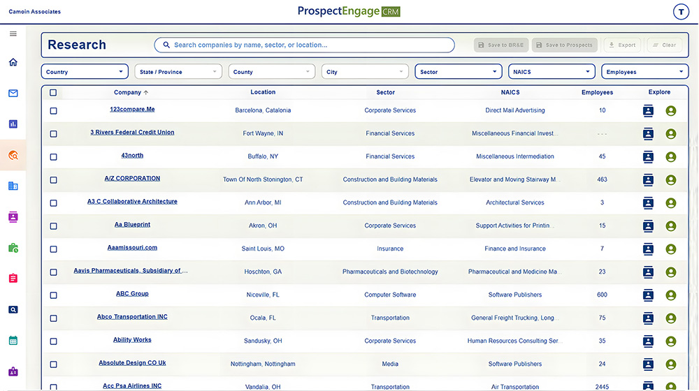 View a particular cluster of companies in an metropolitan statistical area or region to learn more about how your website has performed in that particular geography, filtered by industry, country, or state/region.&nbsp;